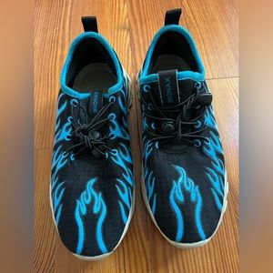 Boys blue and black slip on lightning sneakers